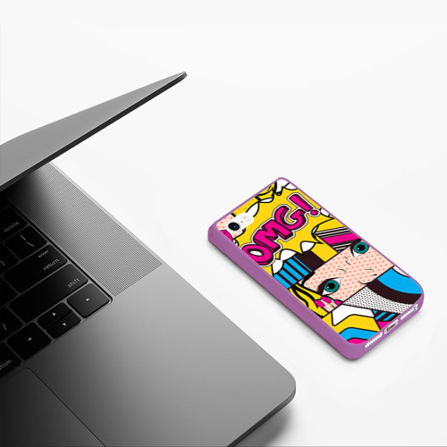 Чехол для iPhone 5/5S матовый POP art, цвет фиолетовый - фото 5