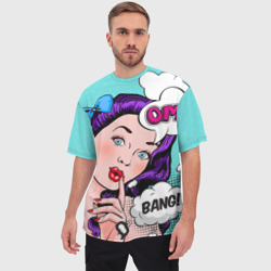 Мужская футболка oversize 3D Pop-art bang girl - фото 2