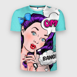 Мужская футболка 3D Slim Pop-art bang girl