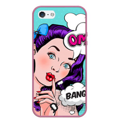 Чехол для iPhone 5/5S матовый Pop-art bang girl