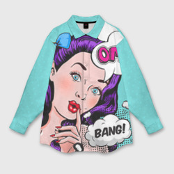 Мужская рубашка oversize 3D Pop-art bang girl