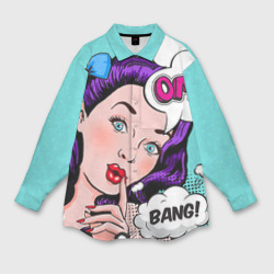 Женская рубашка oversize 3D Pop-art bang girl