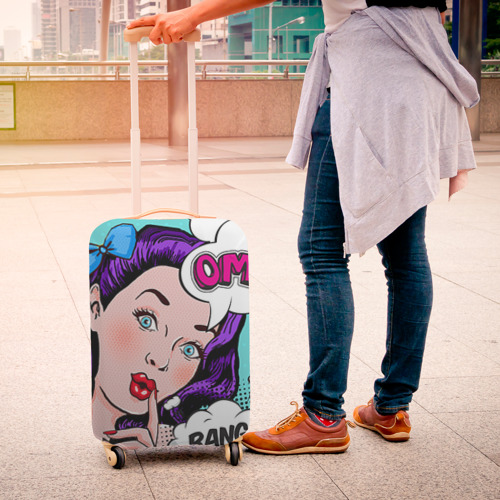 Чехол для чемодана 3D Pop-art bang girl, цвет 3D печать - фото 4