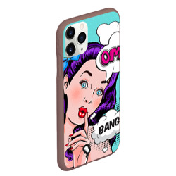 Чехол для iPhone 11 Pro Max матовый Pop-art bang girl - фото 2