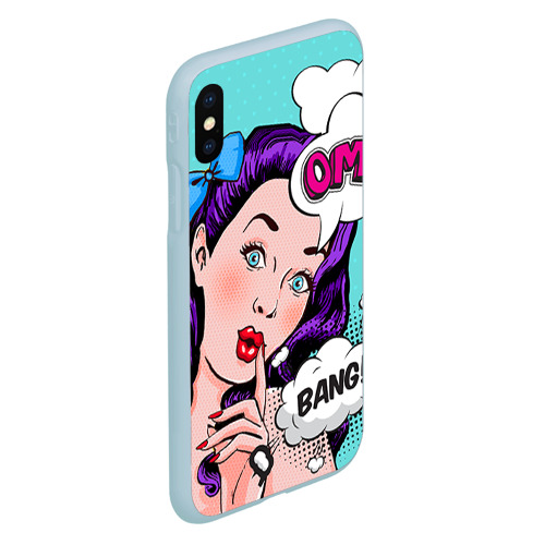 Чехол для iPhone XS Max матовый Pop-art bang girl, цвет голубой - фото 3