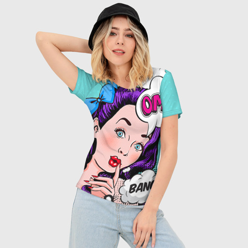 Женская футболка 3D Slim Pop-art bang girl, цвет 3D печать - фото 3