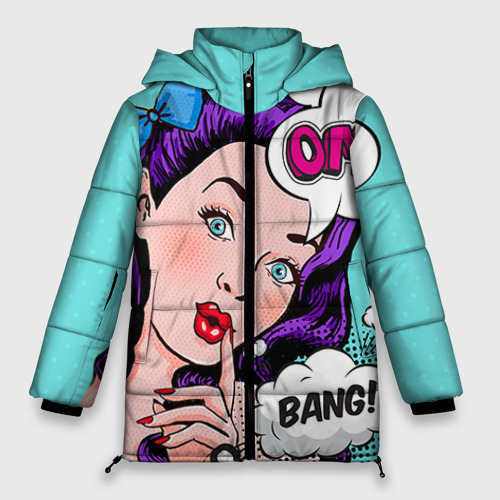 Женская зимняя куртка Oversize Pop-art bang girl, цвет красный