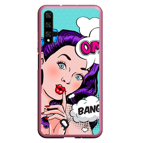 Чехол для Honor 20 Pop-art bang girl, цвет малиновый