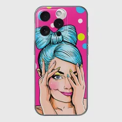 Чехол для iPhone 15 Pro Max силиконовый с защитой камеры POP art