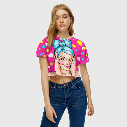 Женская футболка Crop-top 3D POP art, цвет 3D печать - фото 3