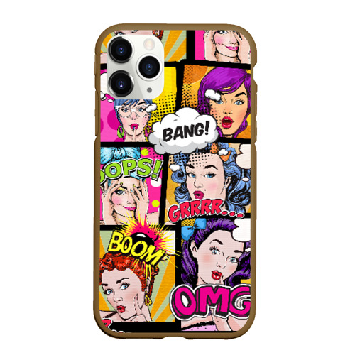 Чехол для iPhone 11 Pro Max матовый POP art, цвет коричневый