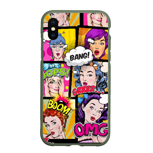 Чехол для iPhone XS Max матовый POP art, цвет темно-зеленый