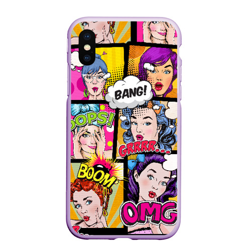 Чехол для iPhone XS Max матовый POP art, цвет сиреневый