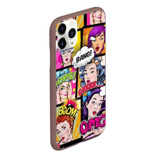 Чехол для iPhone 11 Pro Max матовый POP art, цвет коричневый - фото 3