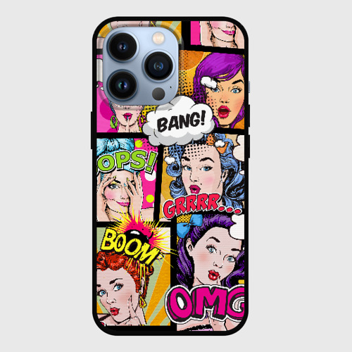 Чехол для iPhone 13 Pro POP art, цвет черный