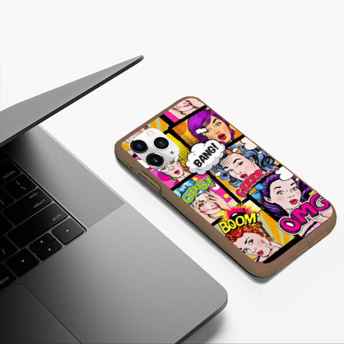 Чехол для iPhone 11 Pro Max матовый POP art, цвет коричневый - фото 5