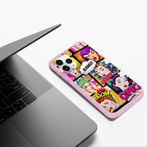 Чехол для iPhone 11 Pro Max матовый POP art, цвет розовый - фото 5