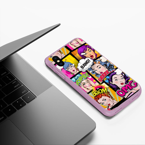 Чехол для iPhone XS Max матовый POP art, цвет сиреневый - фото 5