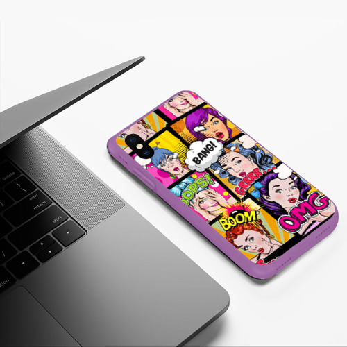 Чехол для iPhone XS Max матовый POP art, цвет фиолетовый - фото 5