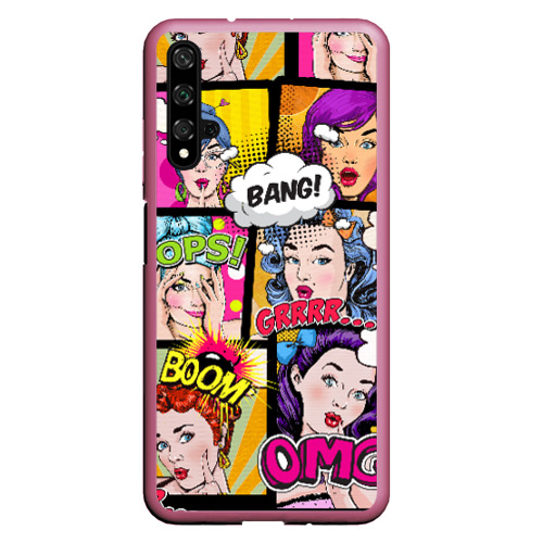 Чехол для Honor 20 POP art, цвет малиновый