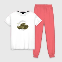 Женская пижама с белой футболкой хлопок Танк ВОВ