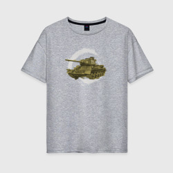 Женская футболка хлопок Oversize Танк Т-34