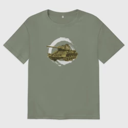 Женская футболка хлопок Oversize Танк ВОВ