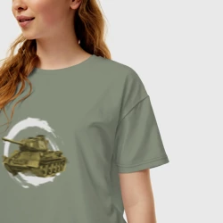 Женская футболка хлопок Oversize Танк ВОВ - фото 2