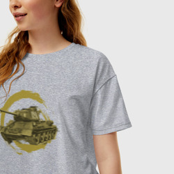 Женская футболка хлопок Oversize Танк Т-34 - фото 2