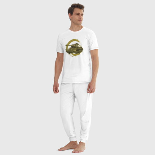 Мужская пижама хлопок Танк Т-34, цвет белый - фото 5