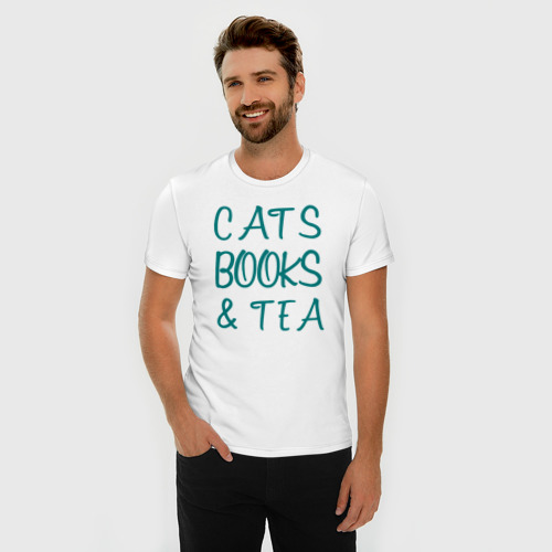 Мужская футболка хлопок Slim CATS, BOOKS & TEA - фото 3