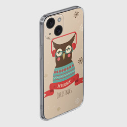 Чехол для iPhone 15 силиконовый с защитой камеры Сова в наушниках - фото 2