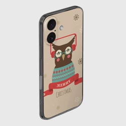 Чехол для iPhone 16 силиконовый с защитой камеры Сова в наушниках - фото 2