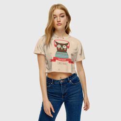 Женская футболка Crop-top 3D Сова в наушниках - фото 2