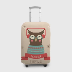 Чехол для чемодана 3D Сова в наушниках