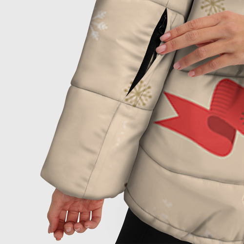 Женская зимняя куртка Oversize Сова в наушниках, цвет красный - фото 6