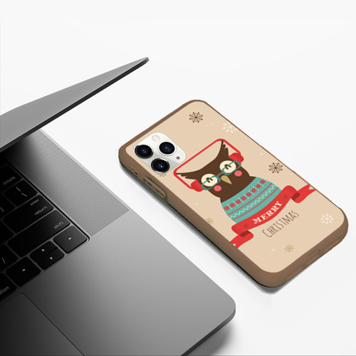 Чехол для iPhone 11 Pro Max матовый с принтом Сова в наушниках, фото #5