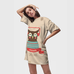 Платье-футболка 3D Сова в наушниках - фото 2