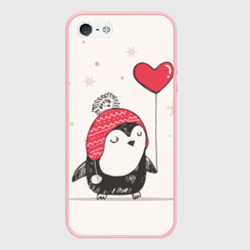 Чехол для iPhone 5/5S матовый Пингвин с шариком