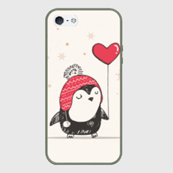 Чехол для iPhone 5/5S матовый Пингвин с шариком