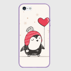 Чехол для iPhone 5/5S матовый Пингвин с шариком