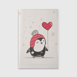 Обложка для паспорта матовая кожа Пингвин с шариком