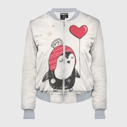 Женский бомбер 3D Пингвин с шариком