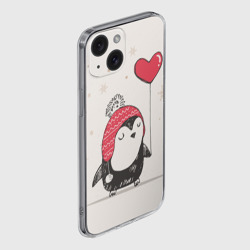 Чехол для iPhone 15 силиконовый с защитой камеры Пингвин с шариком - фото 2