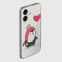 Чехол для iPhone 16 силиконовый с защитой камеры Пингвин с шариком - фото 2