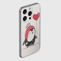 Чехол для iPhone 15 Pro силиконовый с защитой камеры Пингвин с шариком - фото 2