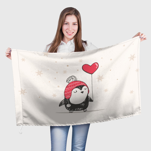Флаг 3D Пингвин с шариком