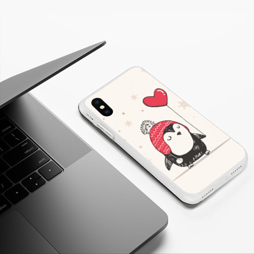 Чехол для iPhone XS Max матовый Пингвин с шариком - фото 5