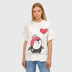 Женская футболка oversize 3D Пингвин с шариком - фото 2