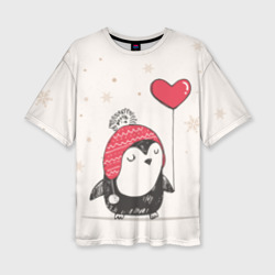 Пингвин с шариком – Женская футболка oversize 3D с принтом купить со скидкой в -50%